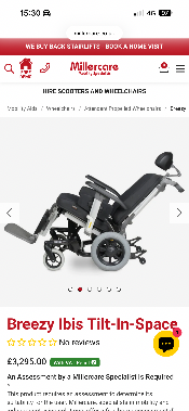 Breezy Ibis Pro Tilt and Space Wheelchair