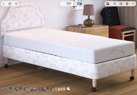 Electrically adjustable single bed with massage.