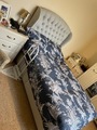 HSL Wallhugger Small double electric bed with ‘Gold’ mattress and luxury winged button headboard 