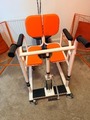 multifunctional hydraulic patient transfer lift chair with a 180° split seat.