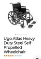 Ugo Atlas Heavy Duty Steel Self Propelled Wheelchair Mobility Aid